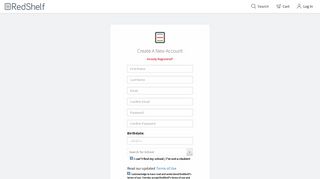 Create A New Account - Register RedShelf