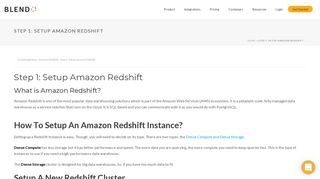 Step 1: Setup Amazon Redshift - Blendo