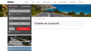 Create an account | Redspot Car Rentals – Car Rentals