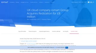 UK cloud company iomart Group Acquires Redstation for £8 million ...