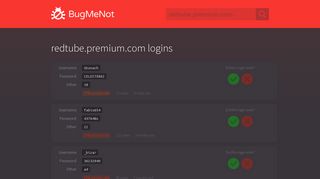 redtube.premium.com passwords - BugMeNot