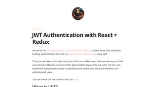 JWT Authentication with React + Redux - The Great Code Adventure