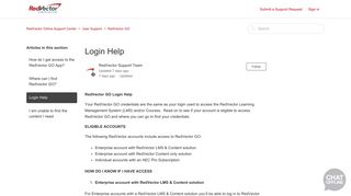 Login Help – RedVector Online Support Center