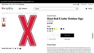 Giant Red X Letter Outdoor Sign 30in | Party City