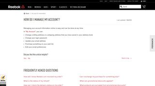 How do I manage my account? - Reebok