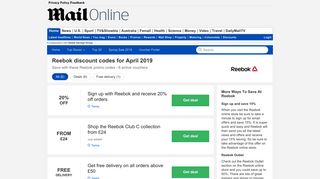Reebok discount code - 15% OFF in February - Daily Mail