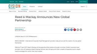 Reed & Mackay Announces New Global Partnership - PR Newswire