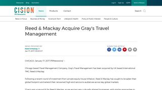 Reed & Mackay Acquire Gray's Travel Management - PR Newswire
