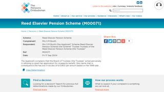 Reed Elsevier Pension Scheme (M00071) - Pensions Ombudsman