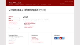Computing & Information Services - Reed College | CIS | Email