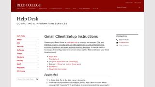 Reed College | CIS | Gmail Client Setup