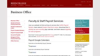 Reed College | Business Office | Faculty/Staff Payroll Services