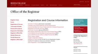 Reed College | Office of the Registrar | Registration and Course ...