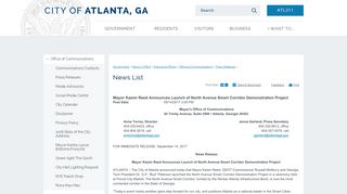 Atlanta, GA : News List : Mayor Kasim Reed Announces Launch of ...