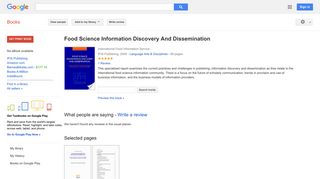 Food Science Information Discovery And Dissemination