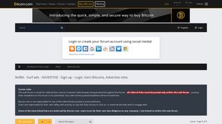 RefBit · Surf ads · ADVERTISE · Sign up · Login. Earn Bitcoins ...