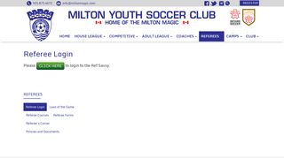 Referee Login - Milton Youth Soccer Club