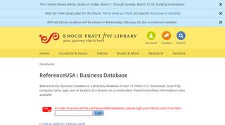 ReferenceUSA : Business Database - Enoch Pratt Free Library