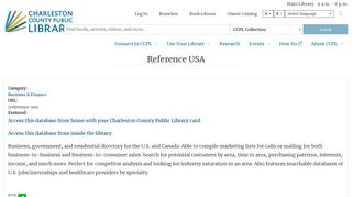 Reference USA | Charleston County Public Library