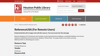 ReferenceUSA (For Remote Users) | Houston Public Library