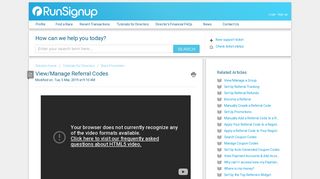 View/Manage Referral Codes : RunSignUp Helpdesk