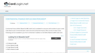 Continental Finance Reflex MasterCard - Credit Card Login | How to ...