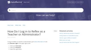 How Do I Log in to Reflex as a Teacher or Administrator? – Help Center