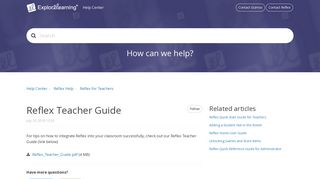 Reflex Teacher Guide – Help Center