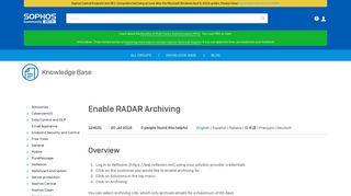 Enable RADAR Archiving - Sophos Community