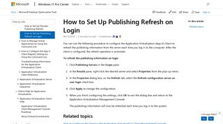 How to Set Up Publishing Refresh on Login | Microsoft Docs