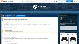 Steam constantly asking me to refresh login : Steam - Reddit