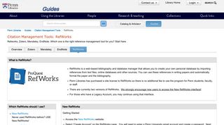 RefWorks - Citation Management Tools - Guides at Penn Libraries