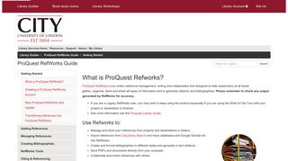 Getting Started - ProQuest RefWorks Guide - Library Guides at City ...