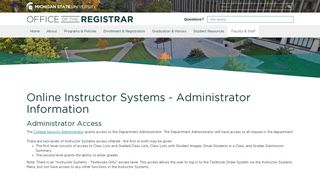 MSU RO: Online Instructor Systems - Administrator Information