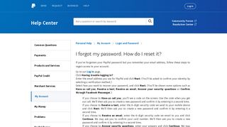 I forgot my password. How do I reset it? - PayPal