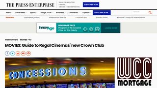 MOVIES: Guide to Regal Cinemas' new Crown Club – Press Enterprise