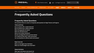 Frequently Asked Questions - Regal Cinemas