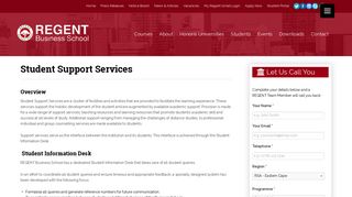 Student Support Services - REGENT Business School