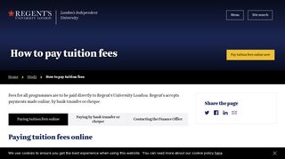 How to pay tuition fees | Regent's University London