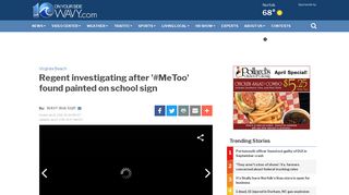 Regent investigating after '#MeToo' found painted on school sign