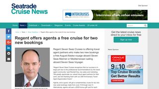 Regent offers agents a free cruise for two new bookings