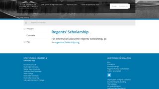 Regents' Scholarship - Utah System of Higher Education