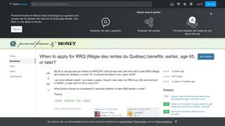 canada - When to apply for RRQ (Régie des rentes du Québec ...