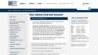 Your Library Card and Account | Regina Public Library