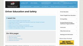 Driver Education and Safety - tdLR - Texas.gov