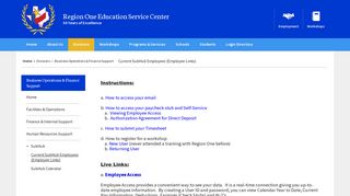 Business Operations & Finance Support / Current ... - Region One ESC