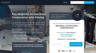 Pay Regional Acceptance Corporation with Plastiq