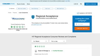 Top 145 Reviews and Complaints about Regional Acceptance