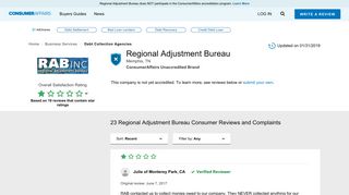 Top 23 Reviews and Complaints about Regional Adjustment Bureau