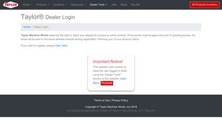 Taylor® Dealer Login - Taylor® Forklifts